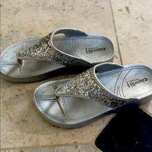 Girls Silver Sequin Sandals - Kids Size 12
